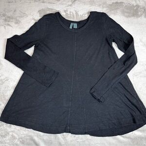 Anthropologie Left of Center A-Line Black Cotton Long Sleeve Top Sz S